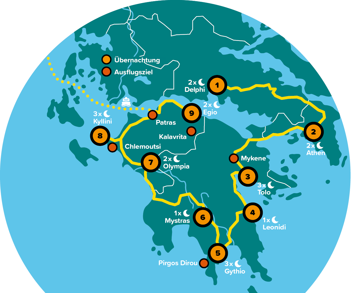 SIWA Tours - Griechenland Süd 2024 - Karte 1