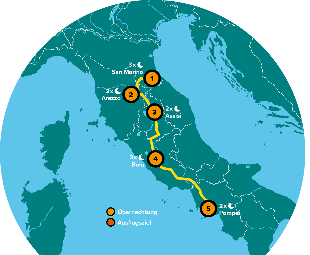 SIWA Tours - Toskana Umbrien Latium 2026 - Karte 1
